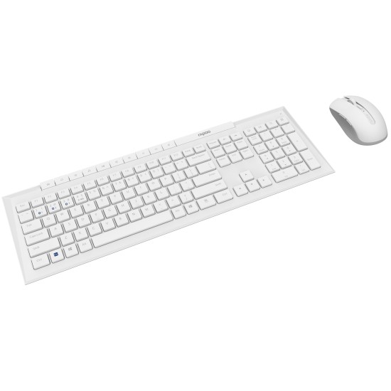 Комплект клавиатура и мишка RAPOO 8210M, Multi mode, Бял