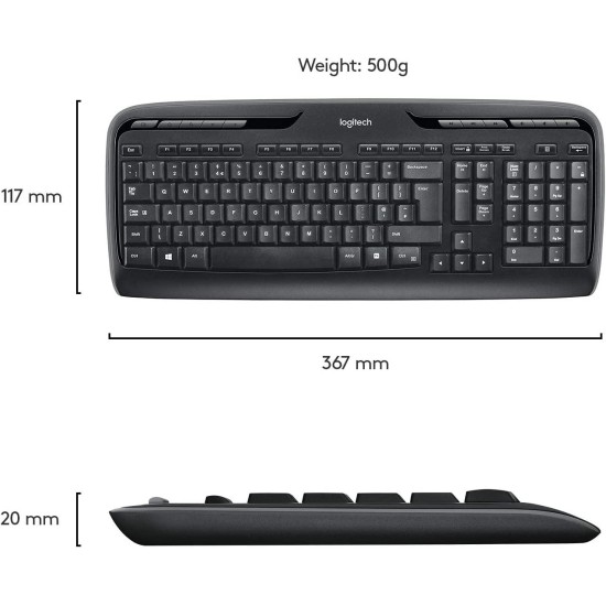 Kомплект клавиатура с мишка Logitech MK330, Безжичен, 2.4 GHz, Черен