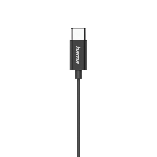 HAMA Слушалки "Classy", USB-C, накрайници, микрофон, защита от прегъване на кабела, черни