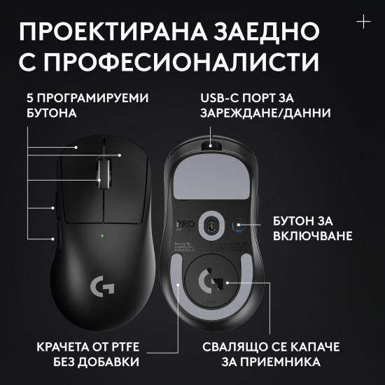 Геймърска безжична мишка Logitech G Pro X Superlight 2 DEX SE - Black