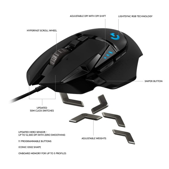 Геймърска мишка Logitech G502 HERO Proteus Spectrum RGB