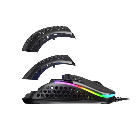 Геймърска мишка Xtrfy M42 Black, RGB, Черен