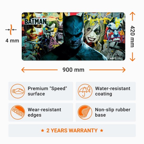 Геймърски пад DC Batman: Torn Collage - Batman and Villains, XL