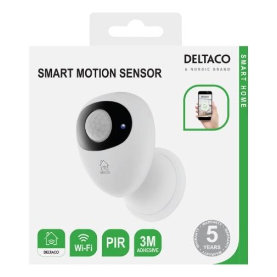 Сензор за движение DELTACO SH-WS01, SMART HOME,WiFi 2.4 GHz, Бял/Черен
