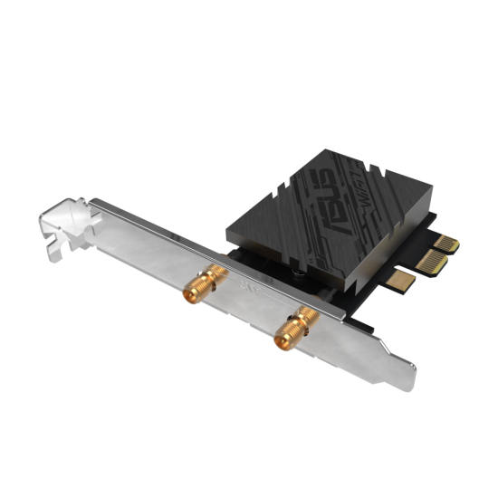 Безжичен адаптер ASUS PCE-BE92BT WiFi 7 PCI-e две външни антени и Bluetooth 5.4 Безжичен адаптер ASUS PCE-BE92BT WiFi 7 PCI-e две външни антени и Bluetooth 5.4