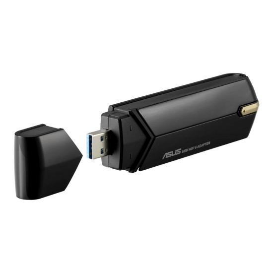 Безжичен адаптер ASUS USB-AX56U Dual Band AX1800 WiFi 6 802.11ax, USB 3.2 Gen1, Стойка, Две вградени и Две външни антени