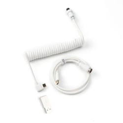 Кабел за клавиатура Keychron Coiled Aviator Cable Angled USB-C - White