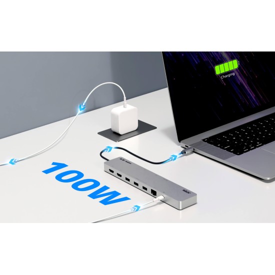 ATEN Докинг 11-in-1 USB-C Multiport Dock + Power Pass-Through, 2 x HDMI, LAN,3.5mm, USB-C, SD Card , microSD, 3 x USB 3.2 ATEN Докинг 11-in-1 USB-C Multiport Dock + Power Pass-Through, 2 x HDMI, LAN,3.5mm, USB-C, SD Card , microSD, 3 x USB 3.2