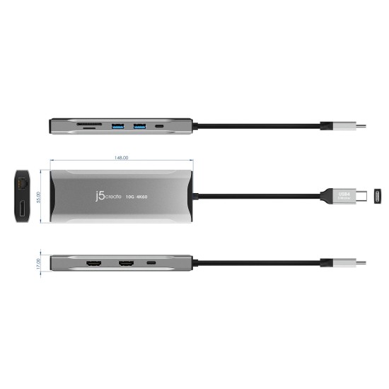 Докинг станция j5create JCD397 100W, 4K60 Elite USB-C, 10Gbps