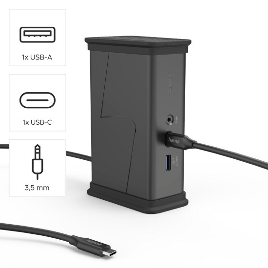 HAMA Докинг станция USB-C "Connect2Office Black", 9 порта, 2x HDMI™, USB-A, USB-C, LAN HAMA Докинг станция USB-C "Connect2Office Black", 9 порта, 2x HDMI™, USB-A, USB-C, LAN