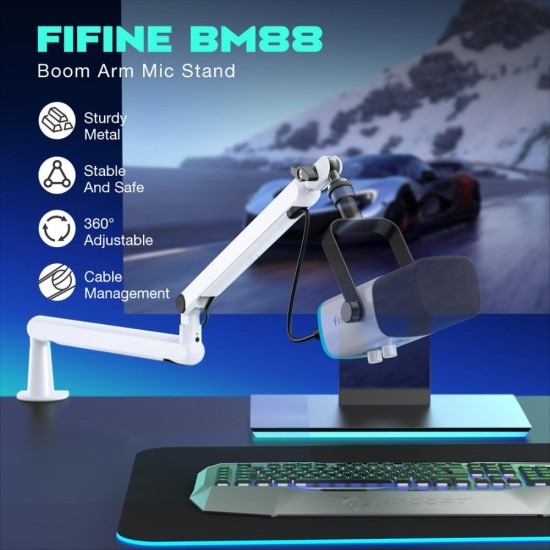 Стойка за микрофон FIFINE BM88 White High End Boom Arm Stand Стойка за микрофон FIFINE BM88 White High End Boom Arm Stand