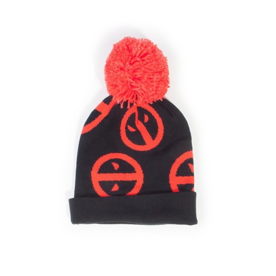 Комплект шал и шапка DIFUZED Deadpool, Symbol, Черен/Червен