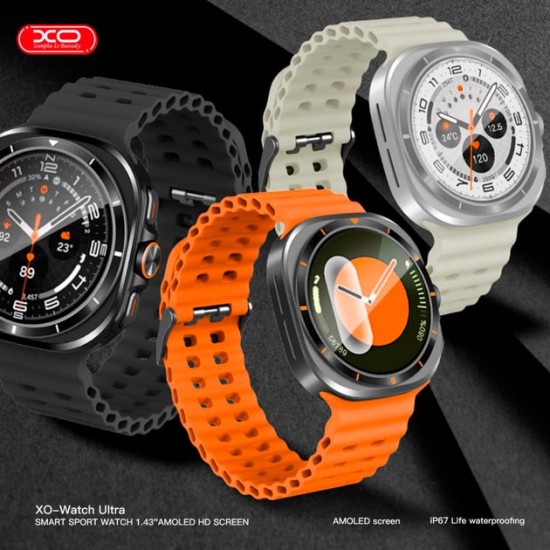 XO Смарт часовник Watch Ultra Amoled - черен, бял, оранжев