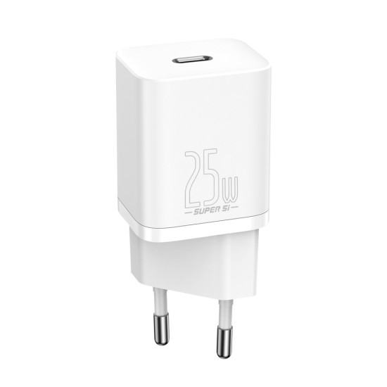 Зарядно BASEUS 220V 25W, USB-C, Super Si  - бял