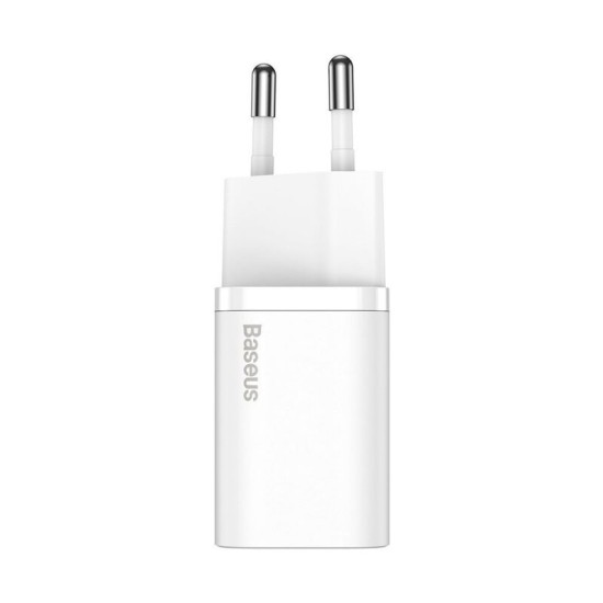 Зарядно BASEUS 220V 20W, USB-C, Super Si - бял