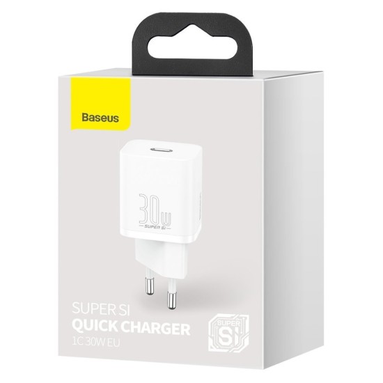 Зарядно BASEUS 220V 30W, USB-C, Super Si - бял